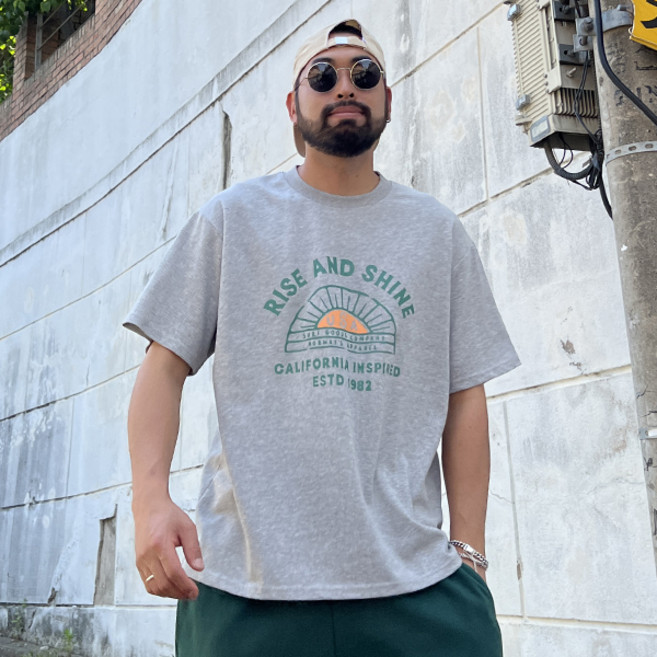 파이브라지 남성용 통기성 빅사이즈 오버핏 썸머 썬 레터링 반팔 티셔츠