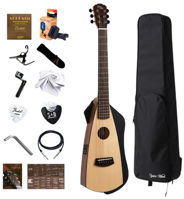 고퍼우드 미니기타 e-Trekking + 기타 카포 세트, 랜덤발송(카포), 1개