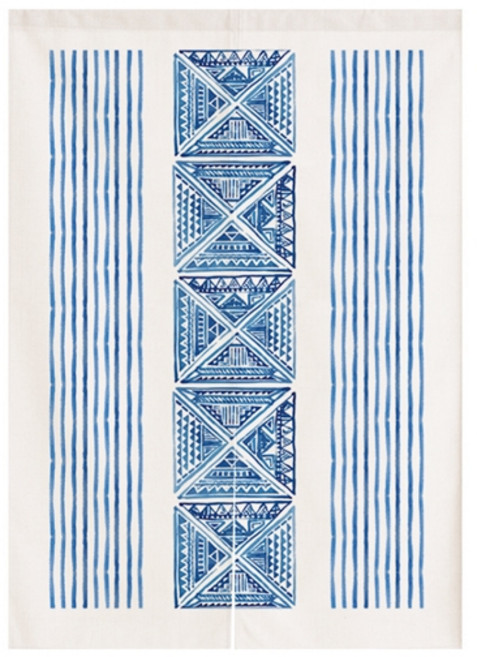 빈테리어 블루 나염 파티션 커튼 + 커튼봉