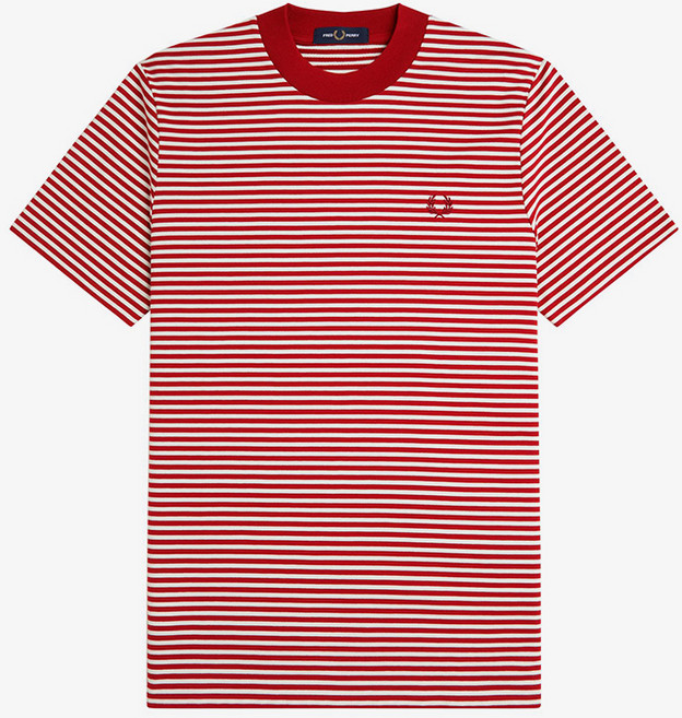 FRED PERRY 細條紋短袖T恤 M6581, 焦紅色