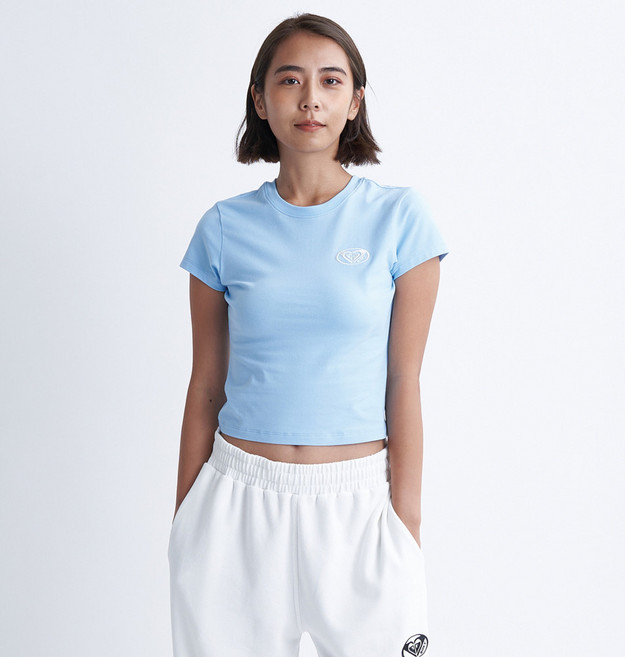 록시 여성용 크롭 반팔 티셔츠 RE21ST211LBL