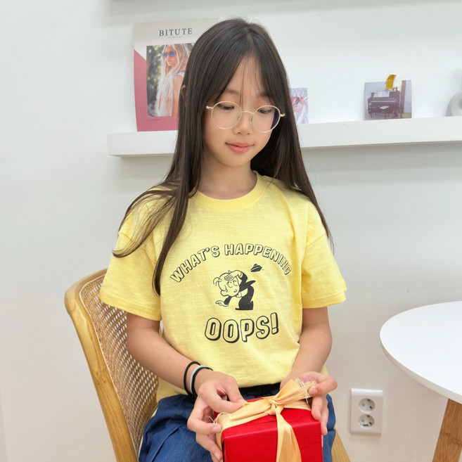 EVERYDAY FANCY 女童透氣寬鬆Oops短袖T恤