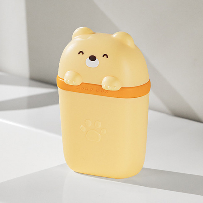 살림제작소 휴대용 곰돌이 비누케이스, 옐로우, 1개