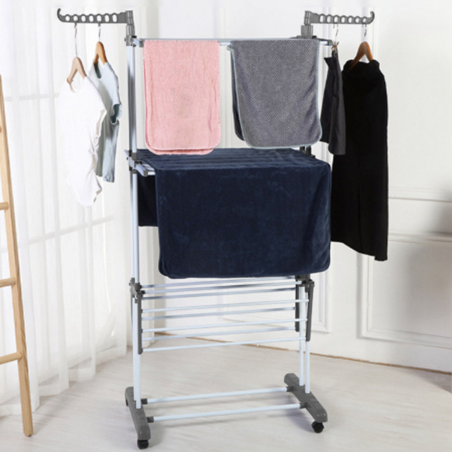 마켓플랜 와이드 다용도 4단 빨래 건조대, 그레이
