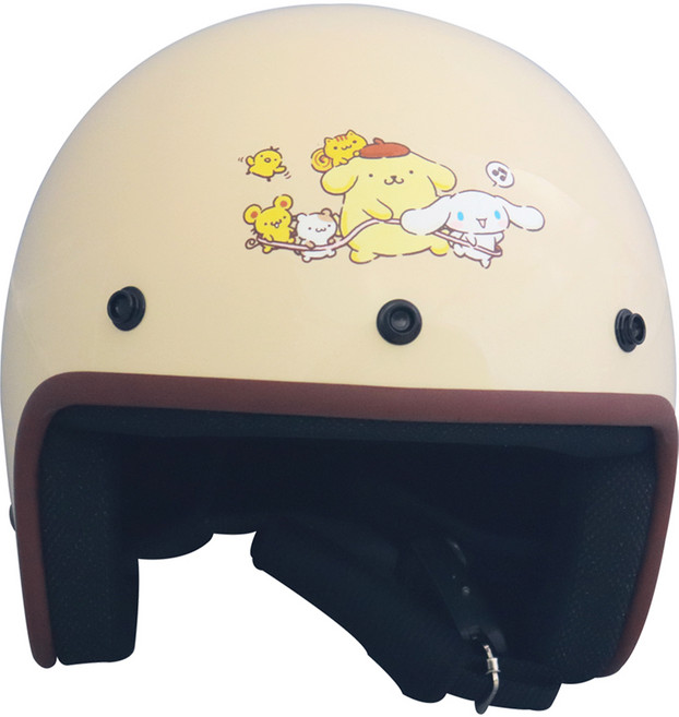 evo helmets 布丁狗與大耳狗半罩安全帽 + 抗uv短鏡片 + 免洗內襯套 6個, 象牙白