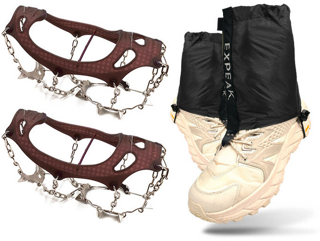 엑스피크 11P 아이젠 + 트레일 숏스패츠 세트, 브라운(아이젠), 블랙(스패츠)