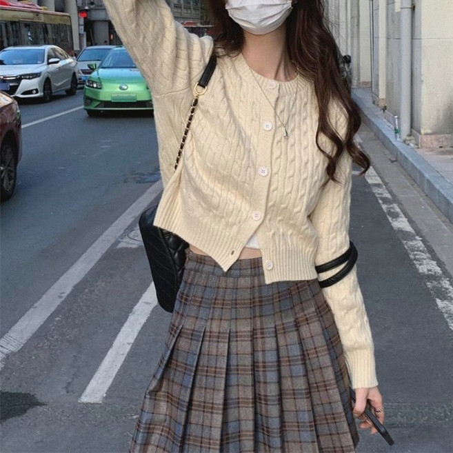 I'M MONG 女款 Picoli 麻花短版針織開襟衫