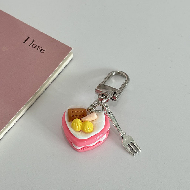 도림 조각 케이크 미니 자동차 키링, 1개, 딸기