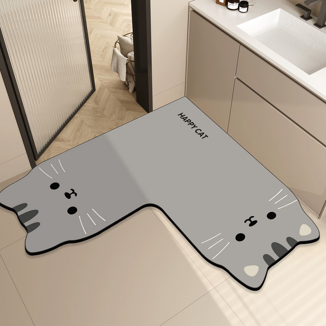 XTER U型乾式浴室廚房多用途珪藻土地墊 可愛I, 混合色