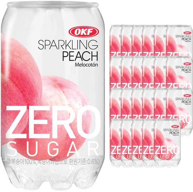 오케이에프 스파클링 제로슈가 피치, 350ml, 24개
