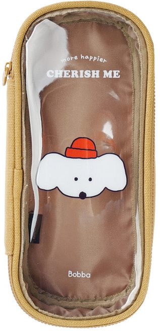 뭉구 8000 보바 pvc 투명커버 펜파우치, 베이지, 1개