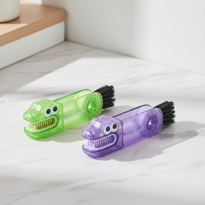 몰투데이 텀블러 키보드 창틀 틈새 청소 솔 2종, 그린, 퍼플, 1개