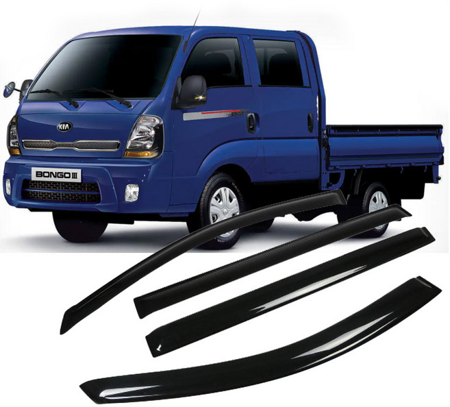 리드홈 스모그 차량용 썬바이저 4p 세트, 2004년~ 봉고3 더블캡, 투명블랙