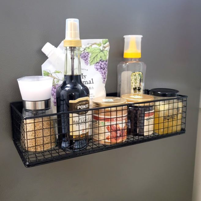 해피무드 다용도 냉장고 자석선반, 블랙, 1개