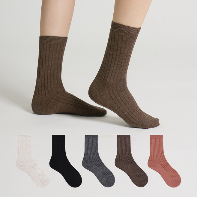 STUDIO SOCKSTOP 女性戶外美麗諾羊毛羅紋長襪5雙組