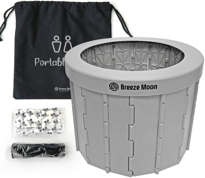 브리즈문 캠핑 이동식 화장실 베이직+ 응고제 12p + 비닐 12p 세트, 1개, 그레이