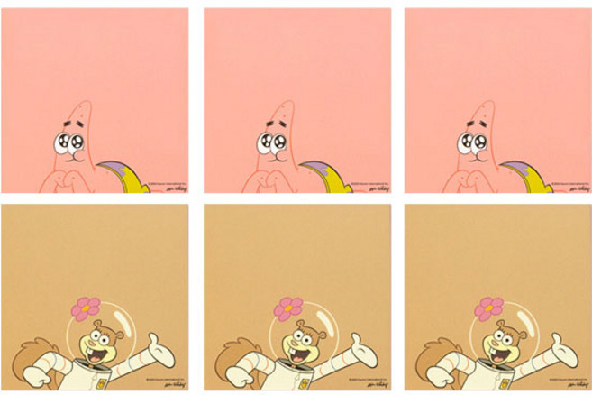 스폰지밥 루카랩 캐릭터 메모지 2종 x 3p A 세트, 뚱이 + 다람이, 1세트