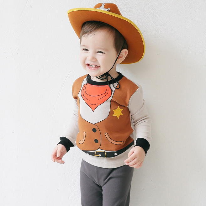 배냇베이비 아동용 할로윈 카우보이 긴팔 실내복 상하 세트