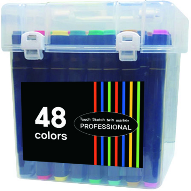 더블헤드 트윈 드로잉 마카펜 PP케이스 세트, 1세트, 48색