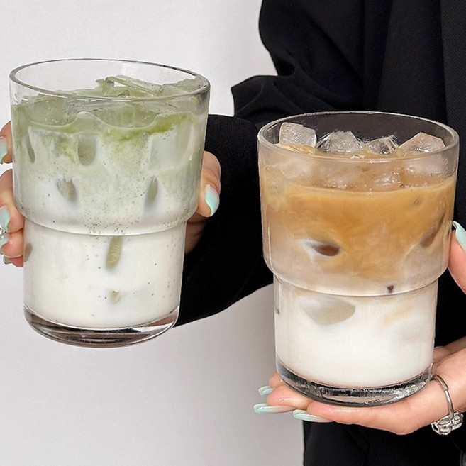 잇어스 심플 스택 유리컵 450ml, 투명, 2개