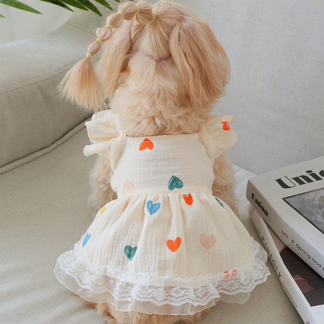 레드퍼피 반려동물 하트레이스 원피스, 1개
