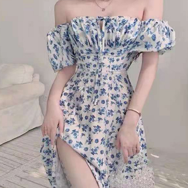 더시럽 여성용 슬릿 비치웨어 원피스, 블루