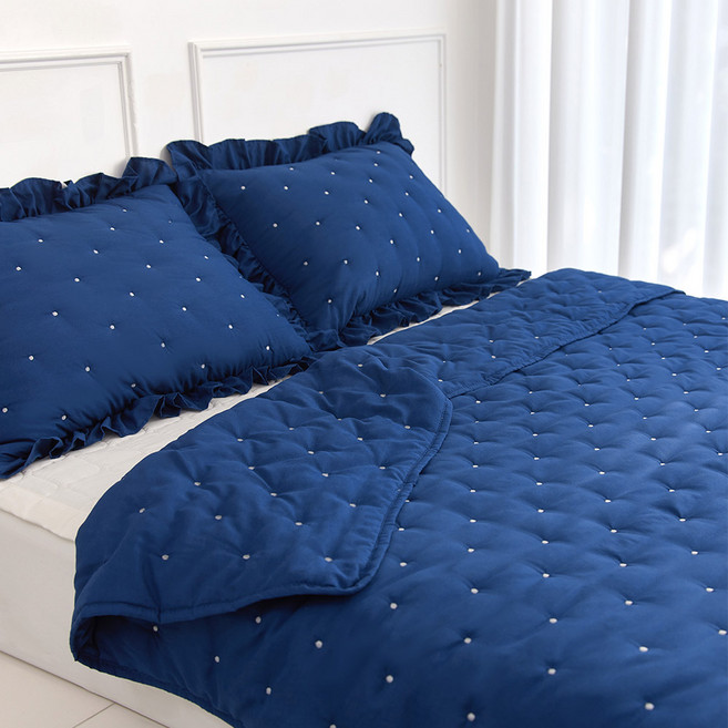 더자리 크리미 에어워싱 폼폼 차렵이불 패드 세트