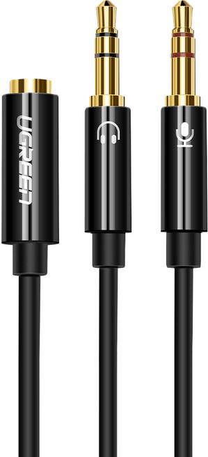 유그린 고급형 마이크 이어폰 분배기 Y케이블 3.5mm, AV140, 블랙