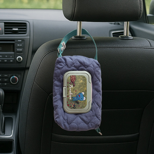 깨비다 차량용 2in1 걸이형 대용량 물티슈 케이스, 블루, 1개