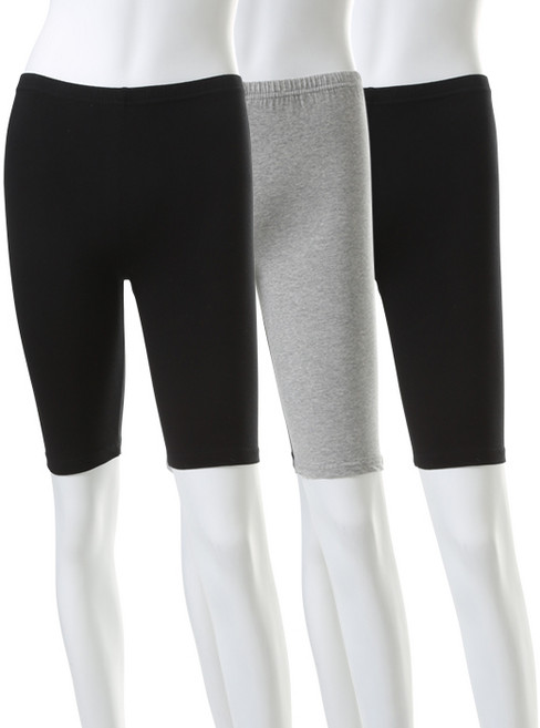 캐리루시 여성용 스판 5부 면 슬림속바지 레깅스 그레이 + 블랙 2p 세트