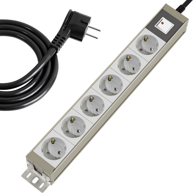 스윗홈 뉴잇 국산 고용량 알루미늄 컬러 과부하차단 납작 멀티탭 6구, 골든그레이, 1개, 1.5m