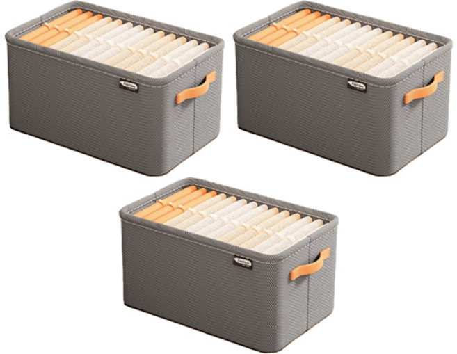 withWIN 부직포 접이식 리빙박스, 그레이, 특대형(48 x 28 x 25 cm), 3개