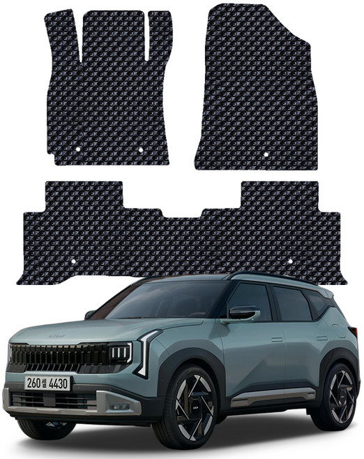 오토가드 엠보싱 3D 벌집 고무 자동차 매트 1열 + 2열 세트, 블랙, 기아 디 올 뉴 셀토스 SP3 하이브리드(2026년 1월~)