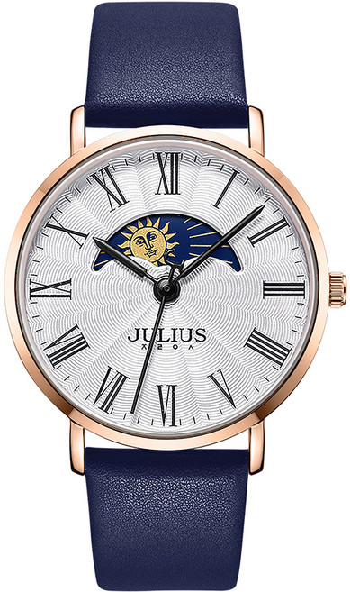 쥴리어스 남성용 선 앤 문 가죽 손목 시계 JA-1308M