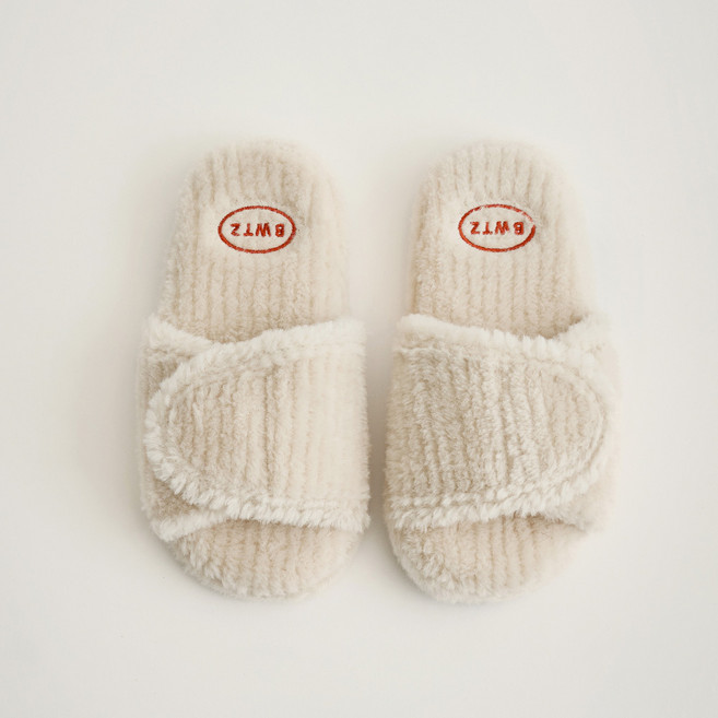 보웰 여성용 코듀로이 벨크로 메모리폼 실내화, 아이보리, 1개