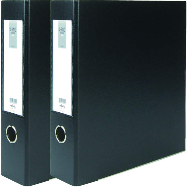 마이다스 D링 합지 바인더 명찰형 3공 A4 7cm, 흑색, 2개