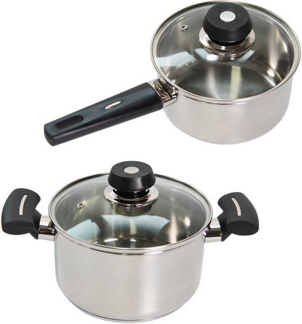 리빙글로리 인덕션 국내산 모던 IH 냄비세트 2개, 실버, 1세트, 편수냄비 16cm + 양수냄비 18cm