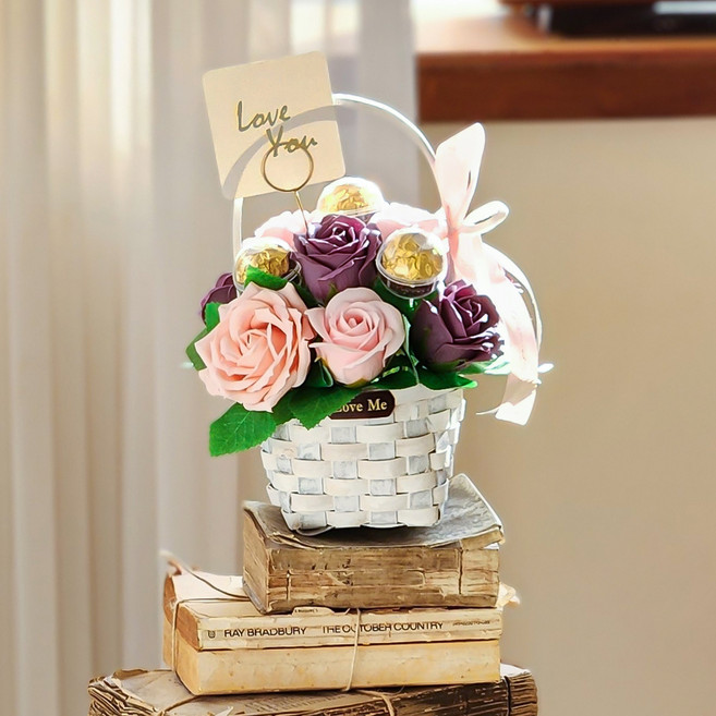 아스파시아 골드 키스 초콜릿 바구니, 블러쉬 로즈