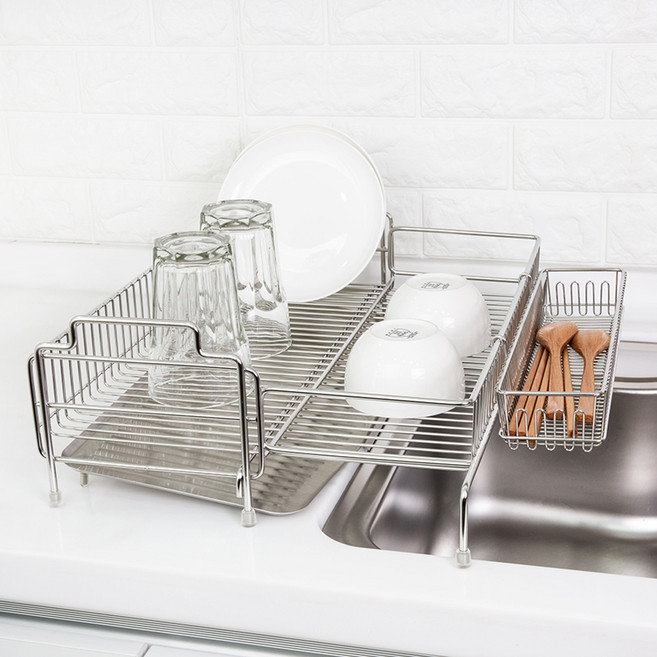 4BNK 뉴 올스텐 304 확장형 식기건조대 소, 1단, 실버, 1개