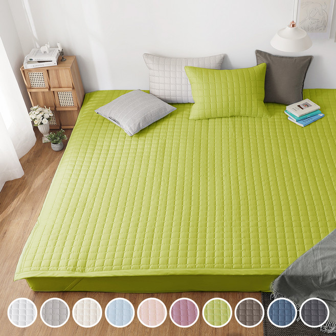 아이닉스 고정밴딩 순면 누빔 패밀리 침대패드, 올리브