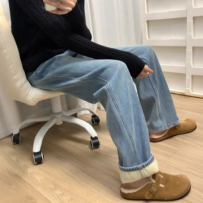 MEICHEL 女款Fior日常直筒刷毛牛仔褲 10993