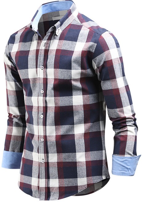 다꾸앙 남성용 모더닝 체크 긴팔 기모 셔츠 C11D14_sp2386