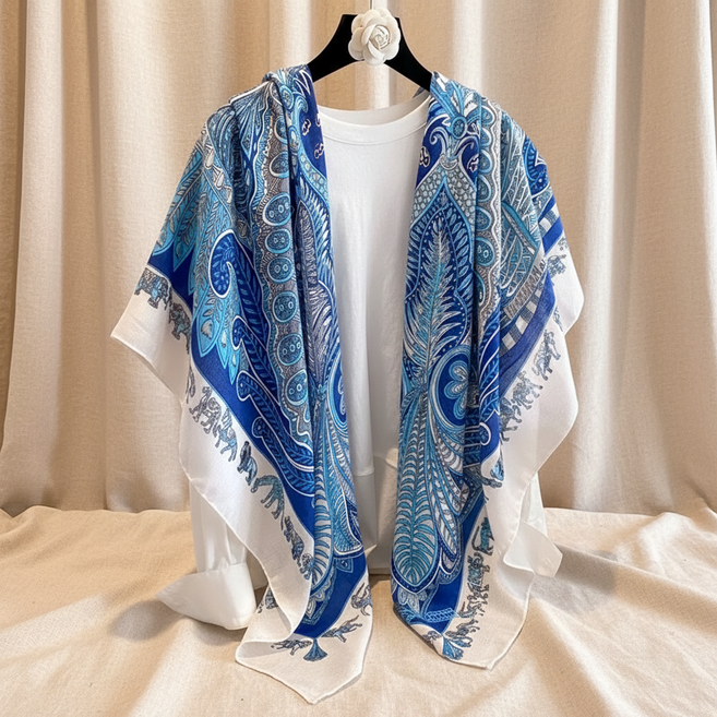 조인메이드 올비에스 프린팅 스카프 숄 가디건