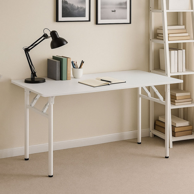 가구느낌 영접이식 책상, 화이트화이트