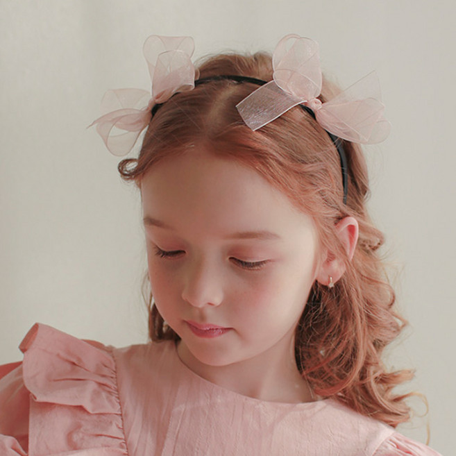 럭키밤비네 여아용 페어리 오간자 리본 헤어밴드 아동 머리띠