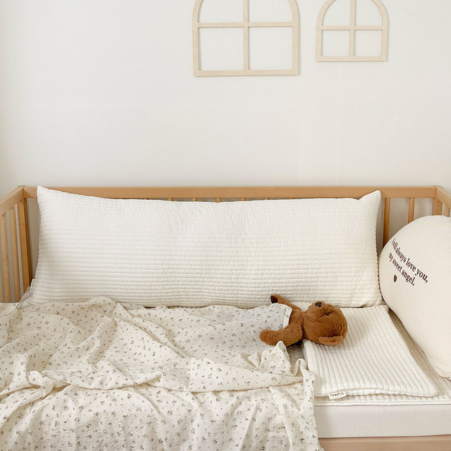 마이리틀데이지 아기침대가드 사각 범퍼 쿠션 누빔 커버, 아이보리