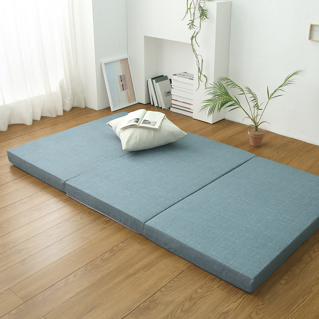 듀얼슬립 3단 접이식 매트리스, 90mm, 블루