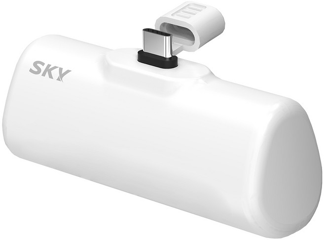 SKY 필 X12 미니 도킹형 C타입 일체형 보조배터리 5000mAh, MINI50-C(C타입), 화이트