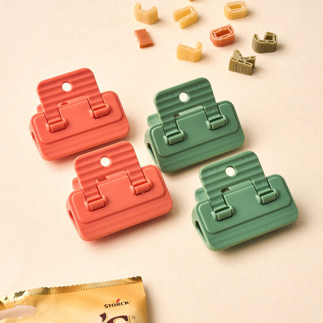 모던하우스 넓어서 편한 자석 봉지 집게 S 4p, 그린, 오렌지, 1세트