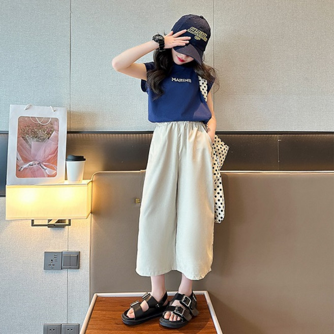 오렌지다몸 여아용 마린 통팬츠 7부 상하의 세트